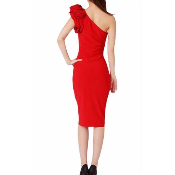 NEW JOSEPH RIBKOFF one shoulder cocktail dress in lipstick red - Picture 2 of 2
